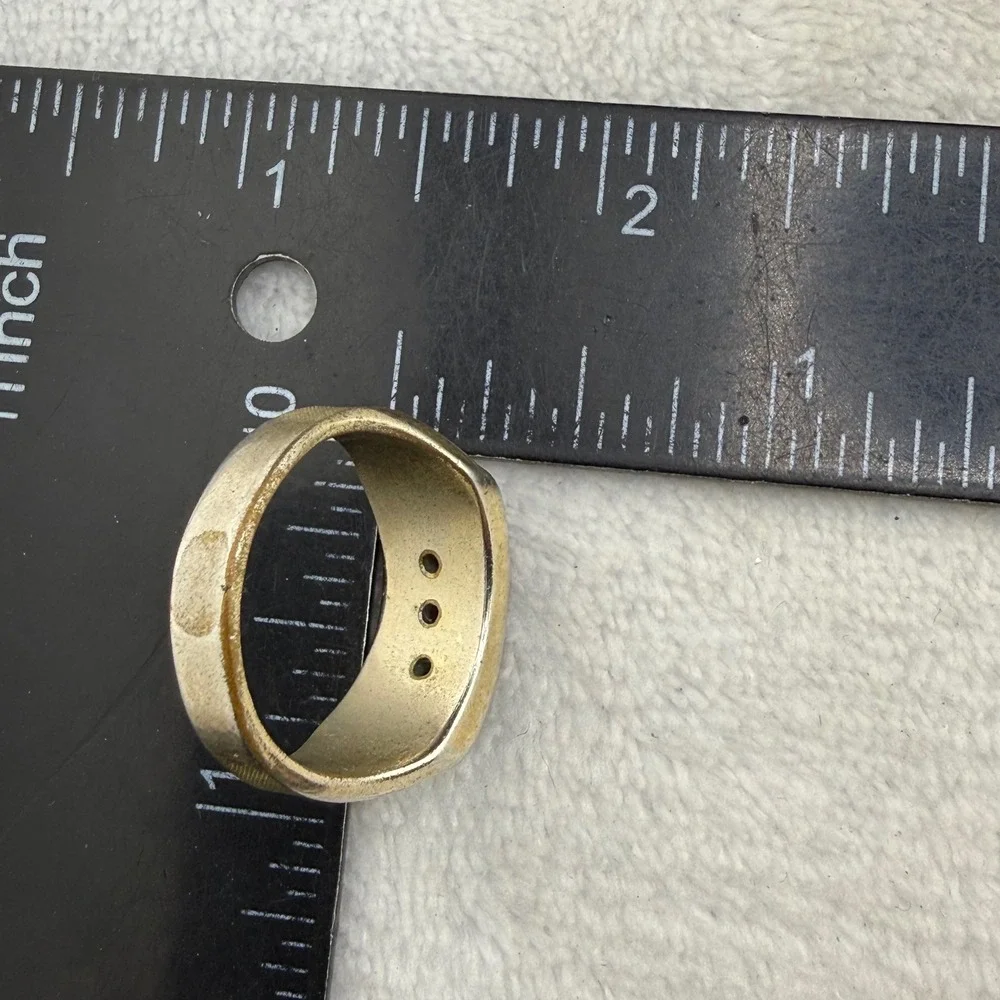 Vintage Joseph Esposito Ring Silver Gold Tone Three Stone Textured Band Size 10